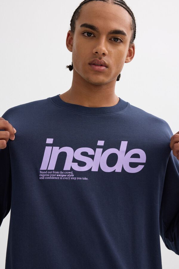 Inside Oversize long sleeve T-shirt blue