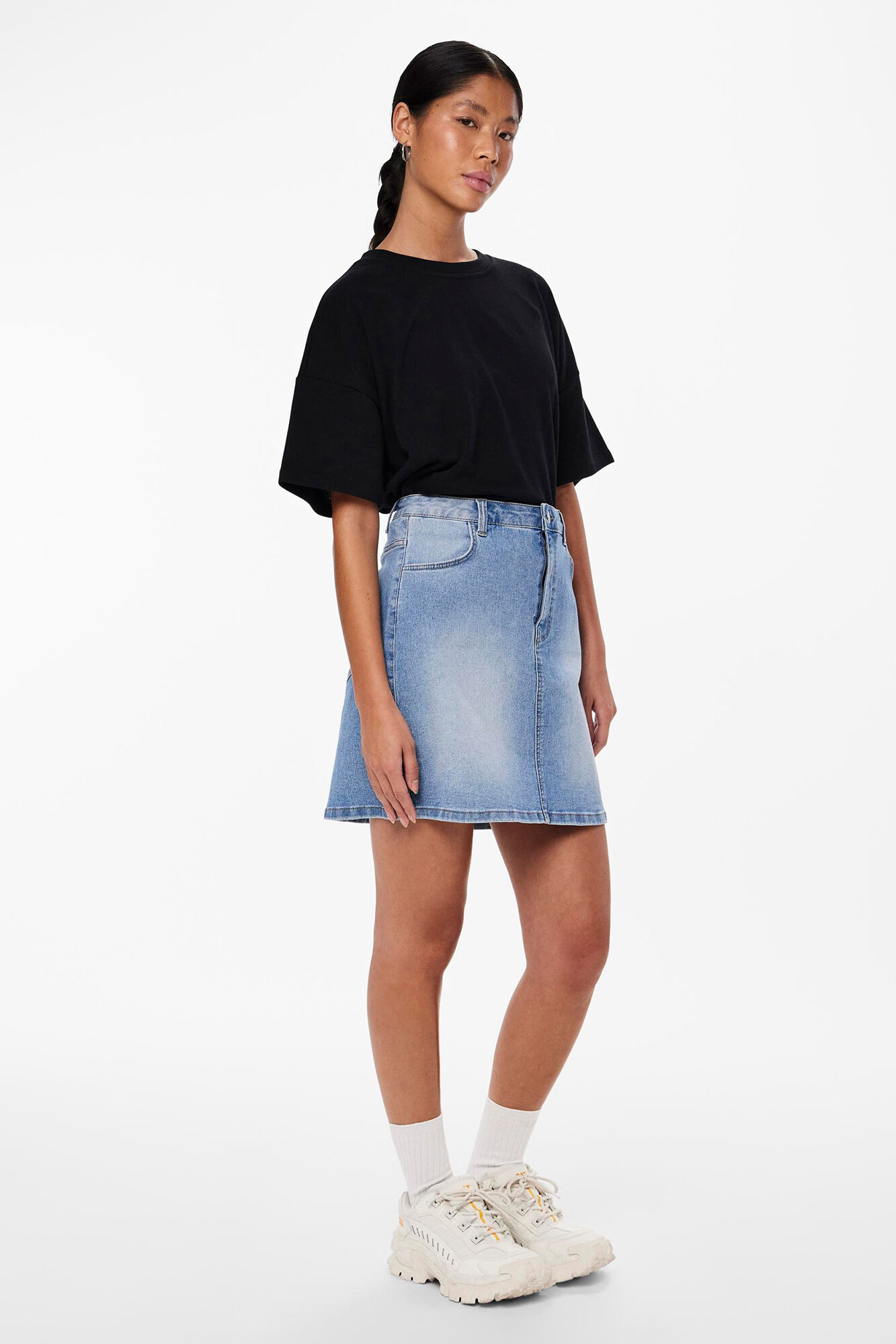 Pieces Saia curta denim