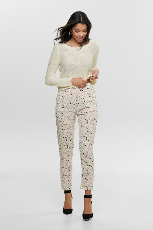 Only Jersey de cuello redondo blanco