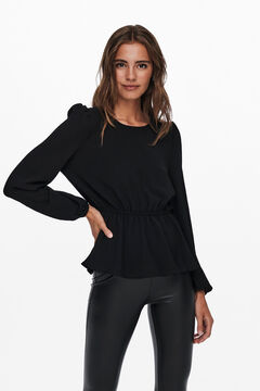 Springfield Round neck blouse with long sleeves black