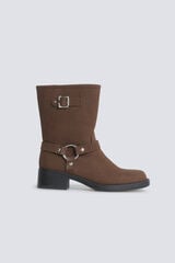 Springfield Brown flat biker boot nude