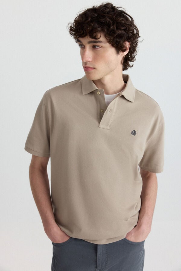 Springfield Piqu&eacute; basic regular fit polo shirt nude