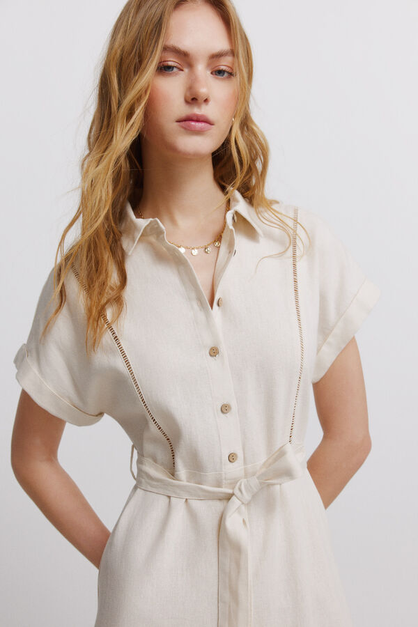 Springfield Linen shirt dress nude