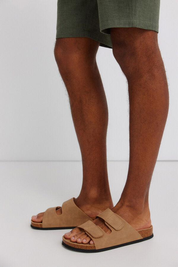 Springfield Double strap velcro sandal nude