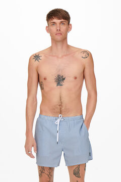Only & Sons Kurze gestreifte Badehose Blau