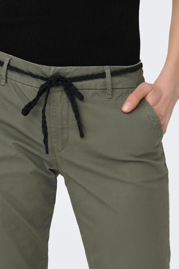 Springfield Pantalón chino cinturón kaki oscuro