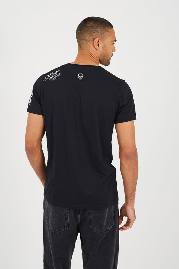 Brave Soul Camiseta calaveras manga corta negro