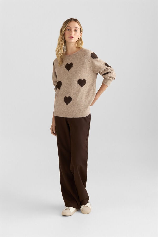 Springfield Heart print jumper nude