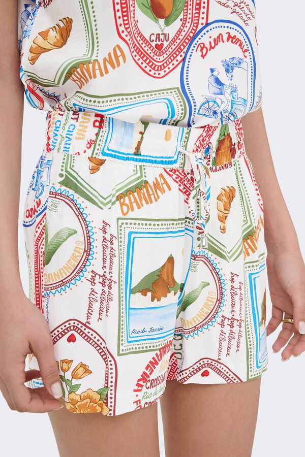 JDY Short fluido estampado blanco