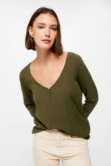 Springfield Two-material Button Neckline T-shirt printed