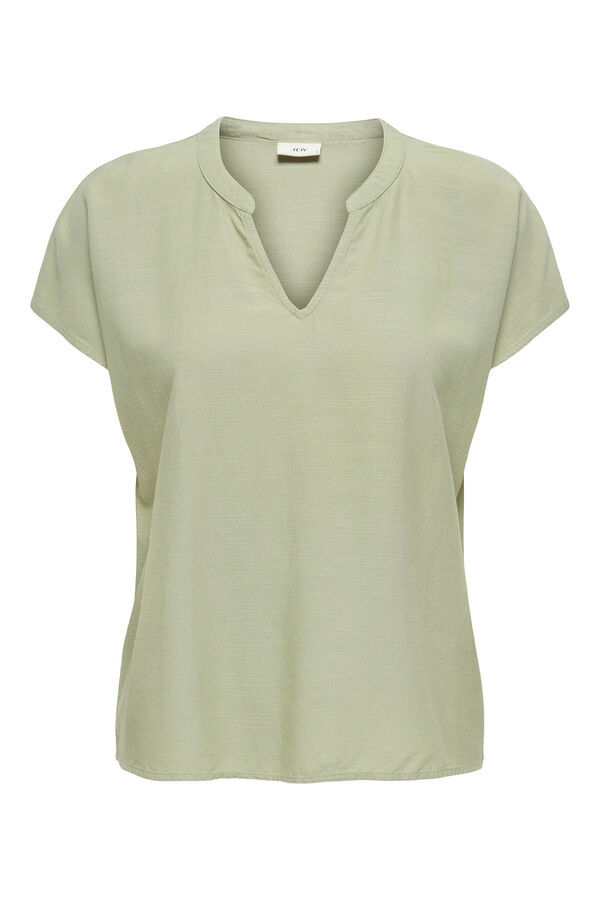 JDY Blusa manga corta lino gris