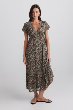 Springfield Dress with ruffle waist printed
