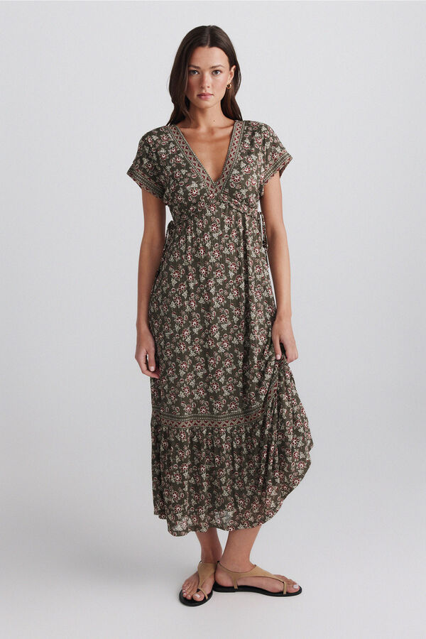 Springfield Dress with ruffle waist printed