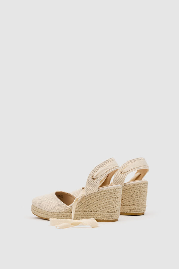 Inside Crochet canvas jute wedges brown