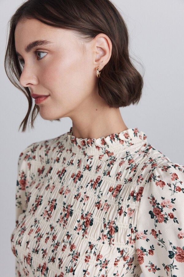 Springfield Floral honeycomb blouse blue
