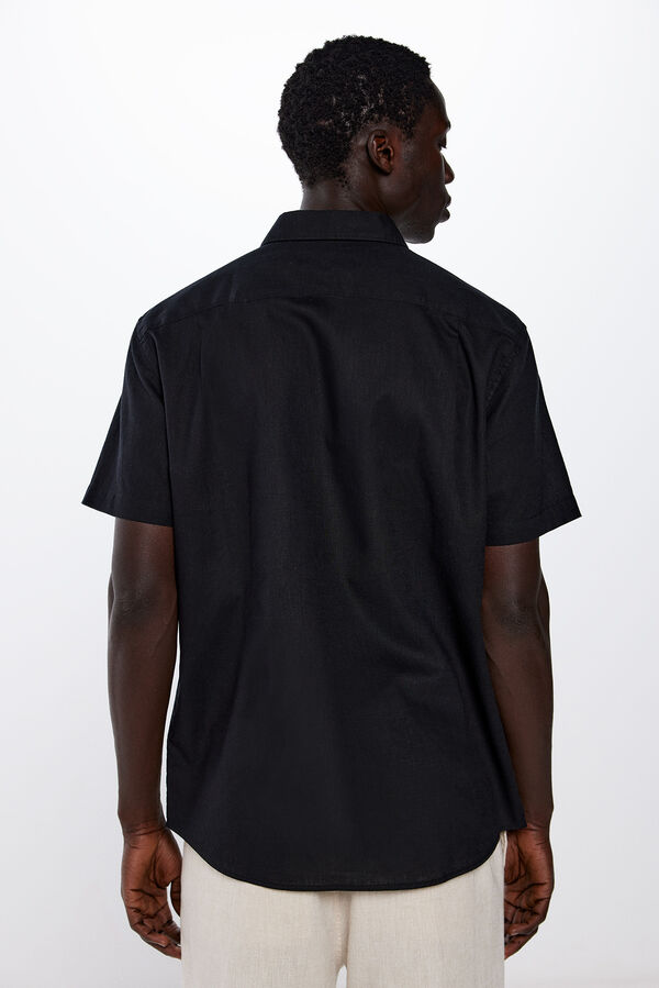 Springfield Short-sleeved linen shirt black