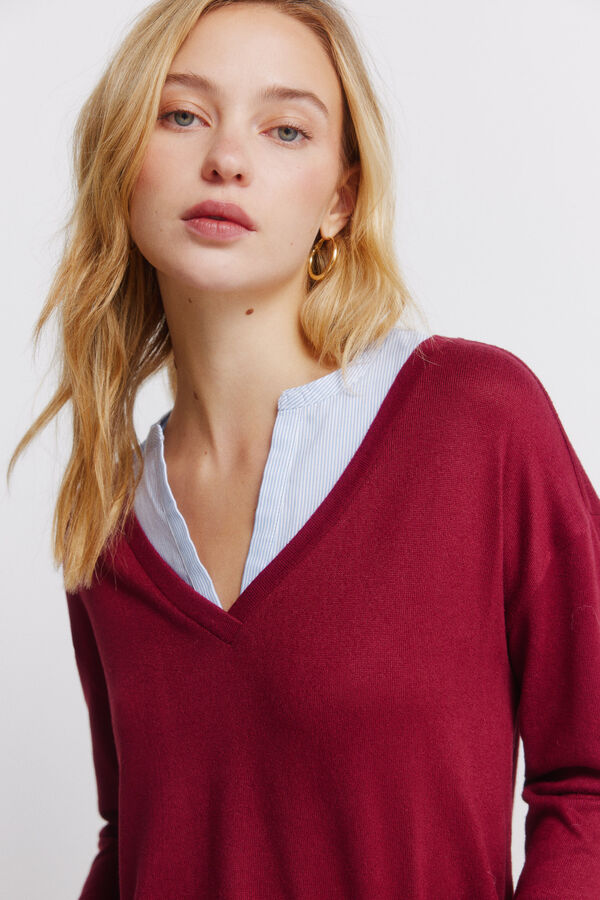 Springfield Long sleeve V-neck T-shirt red