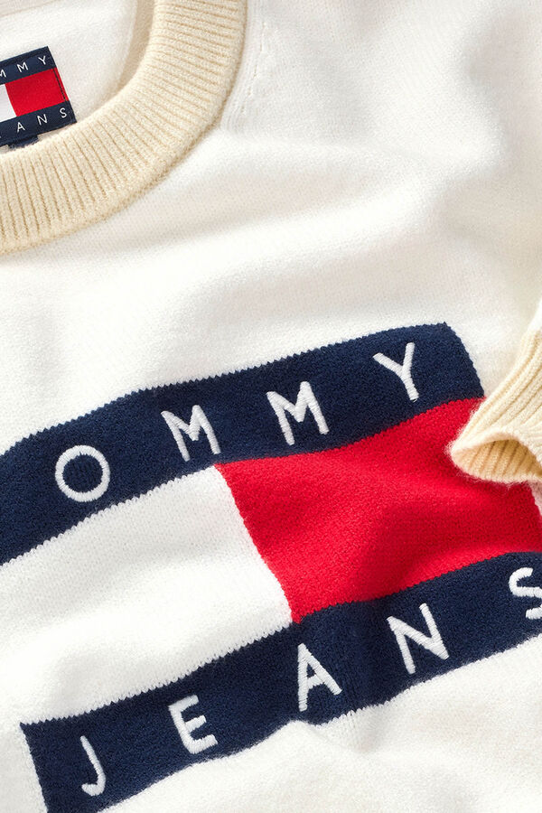 Tommy Jeans Women's round neck sweater white