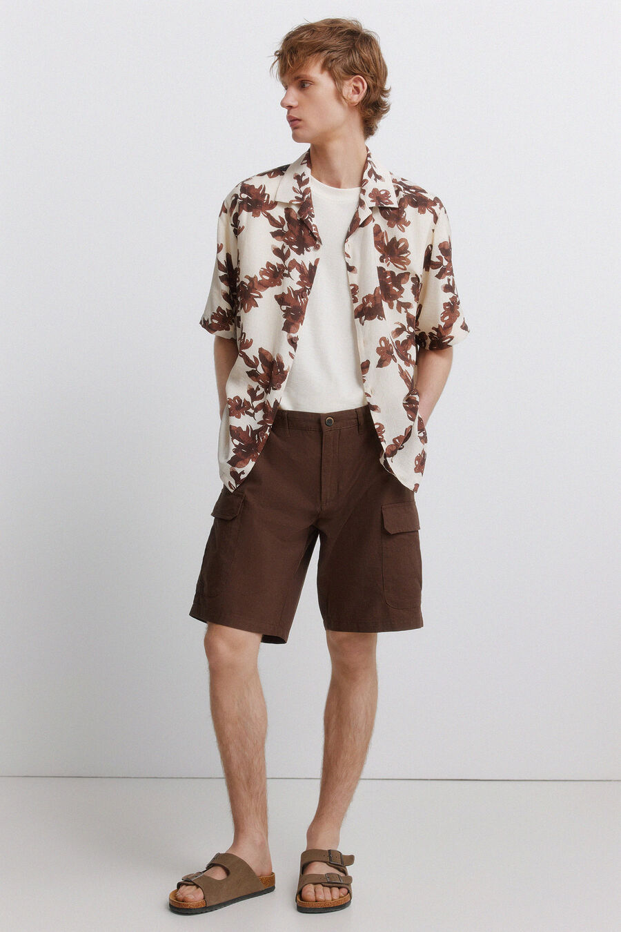 Camisa manga corta viscosa nylon estampada