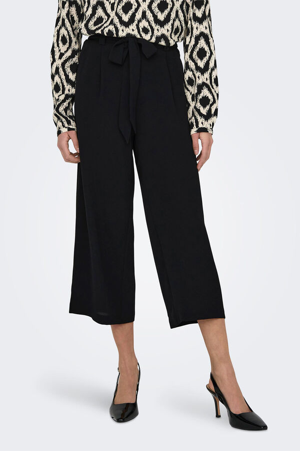 Springfield High-rise, ankle length trousers crna