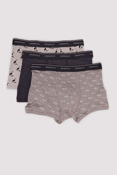 Springfield Pack of 3 cat and fish boxers grey