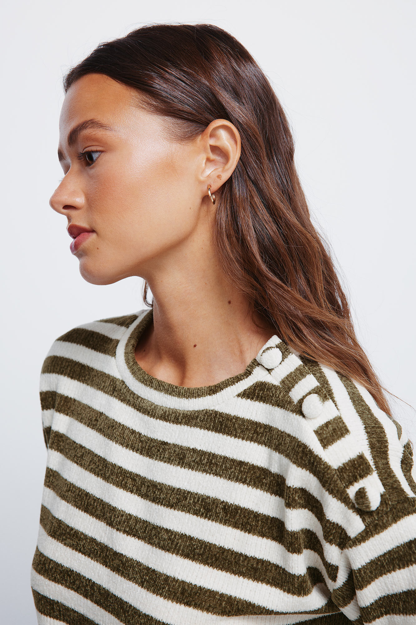 Springfield Jersey chenilla rayas botones hombro