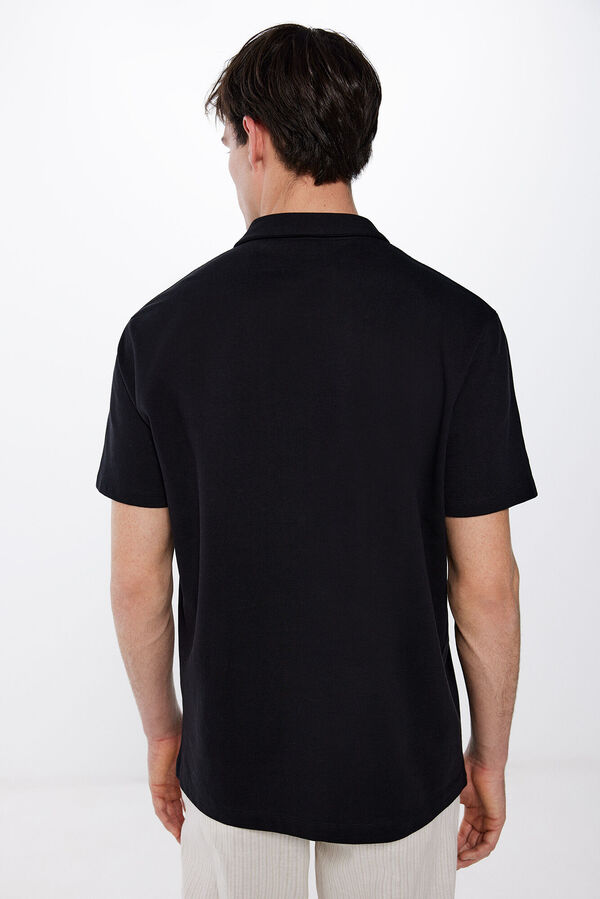 Springfield Relaxed textured piqué polo shirt black