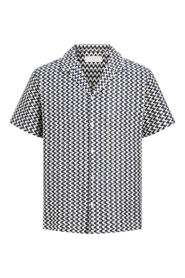 Jack & Jones Crochet resort short sleeve shirt blue