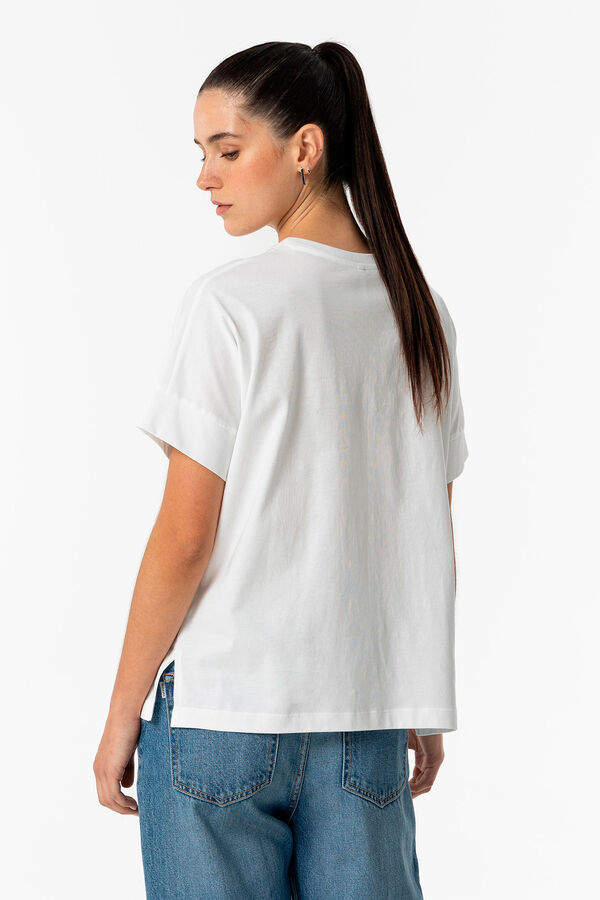 Springfield Camiseta Estampado con Apliques blanco