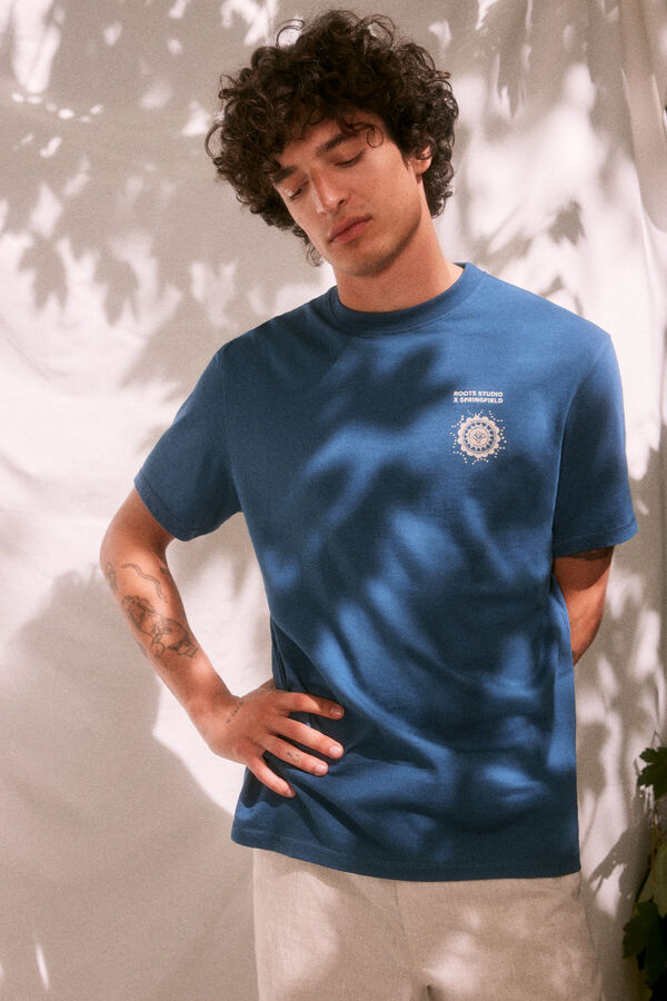 Springfield T-shirt "Roots Studio" estampado costas azul