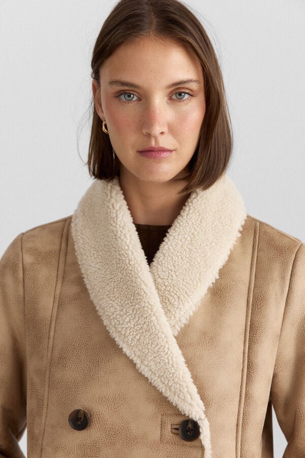 Springfield Suede-effect double-faced coat mink
