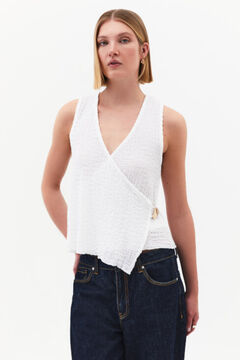 Oxxo Top de punto cruzado con detalle joya