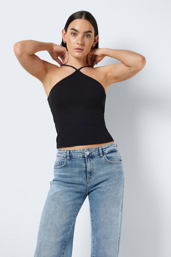 Noisy May Top al&ccedil;as gola halter preto