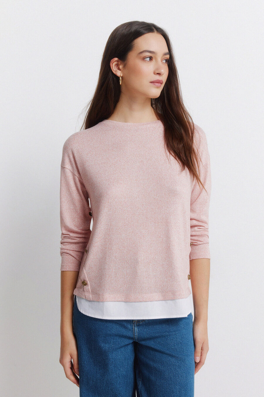 Camiseta combinada botones lateral