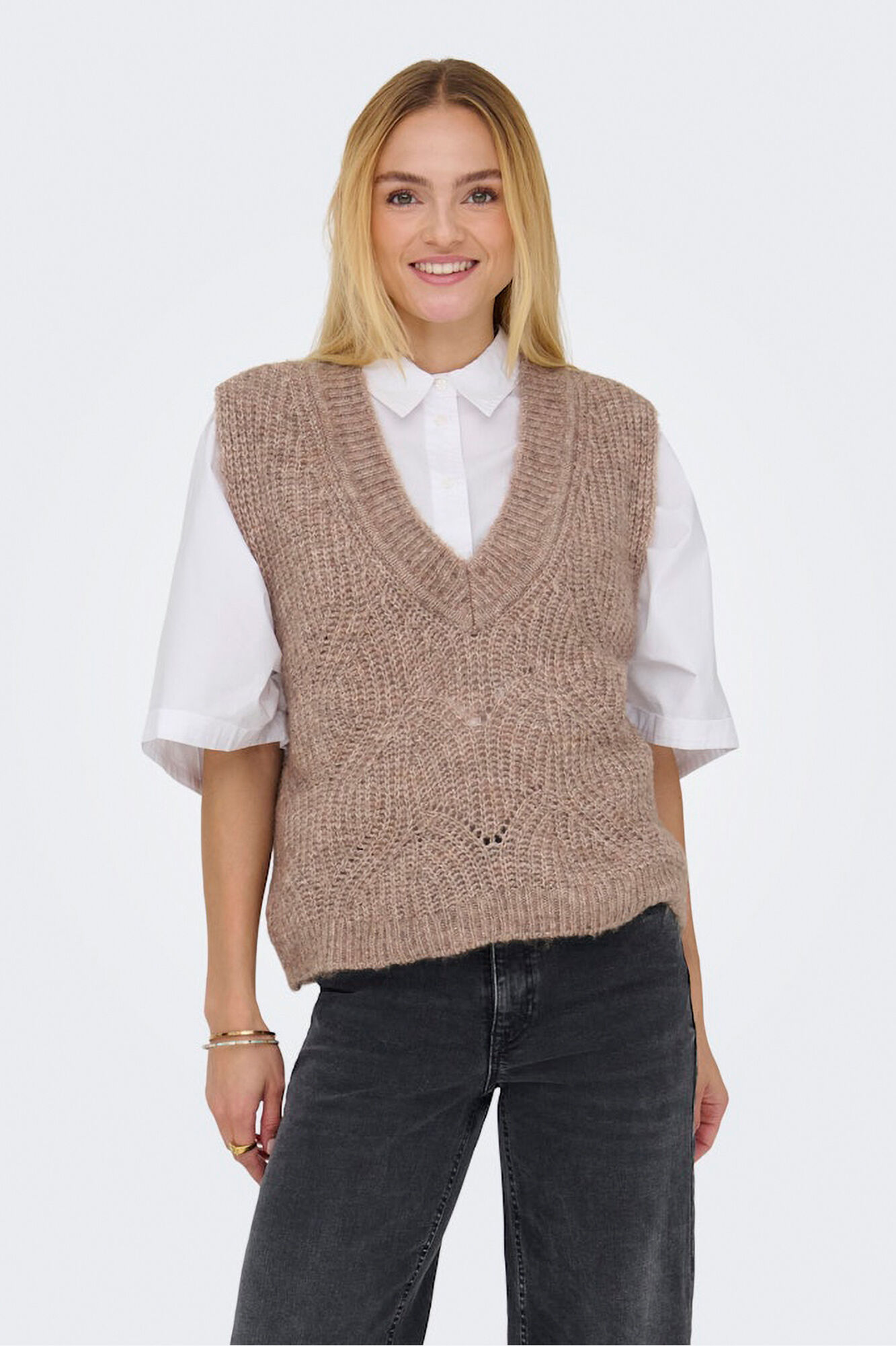 Only Chaleco estructura cuello pico