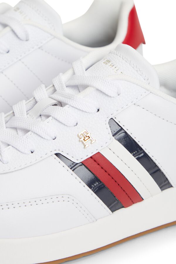 Tommy Jeans Leather striped runner sneaker white