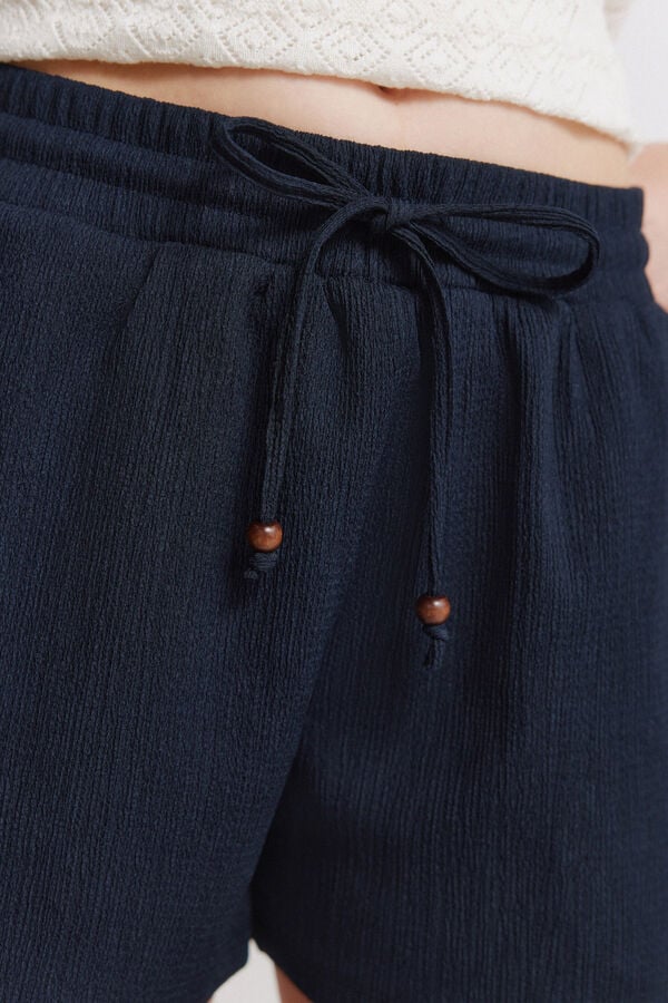 Springfield Shorts liso com el&aacute;stico azul