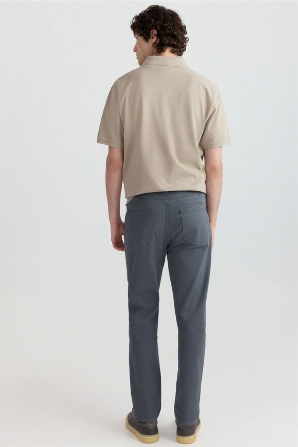 Springfield Washed slim fit 5-pocket trousers blue