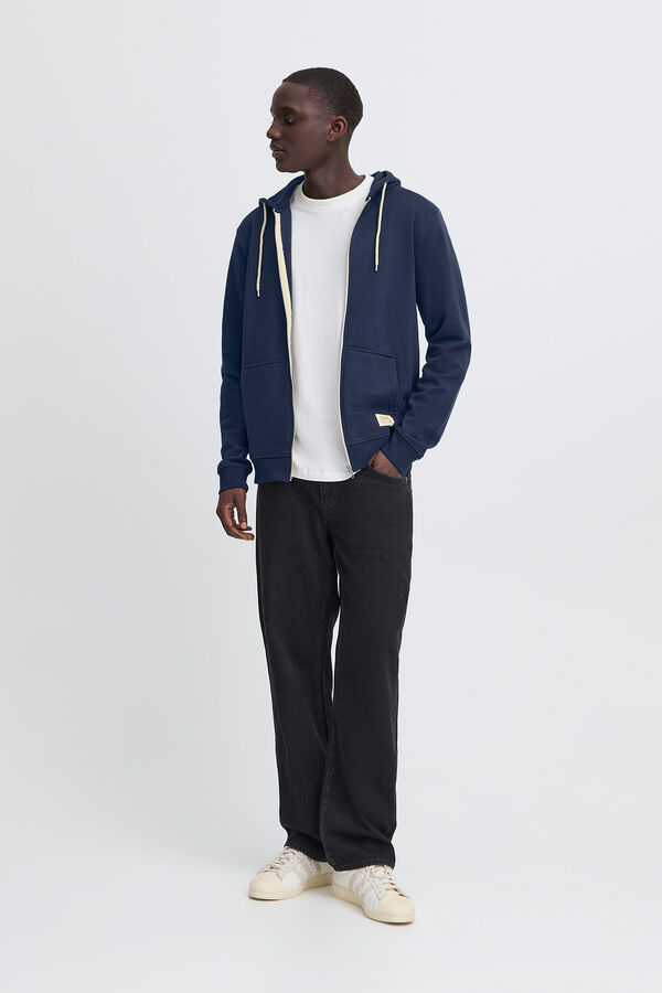 Blend Sweatshirt capuz com fecho-&eacute;clair azul