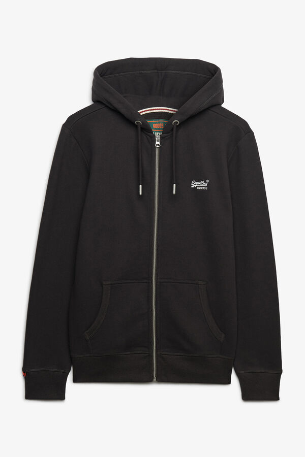 Superdry Basic logo hooded zip-up sweatshirt grey