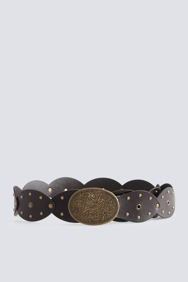 Springfield Cinto fivela western tachas preto