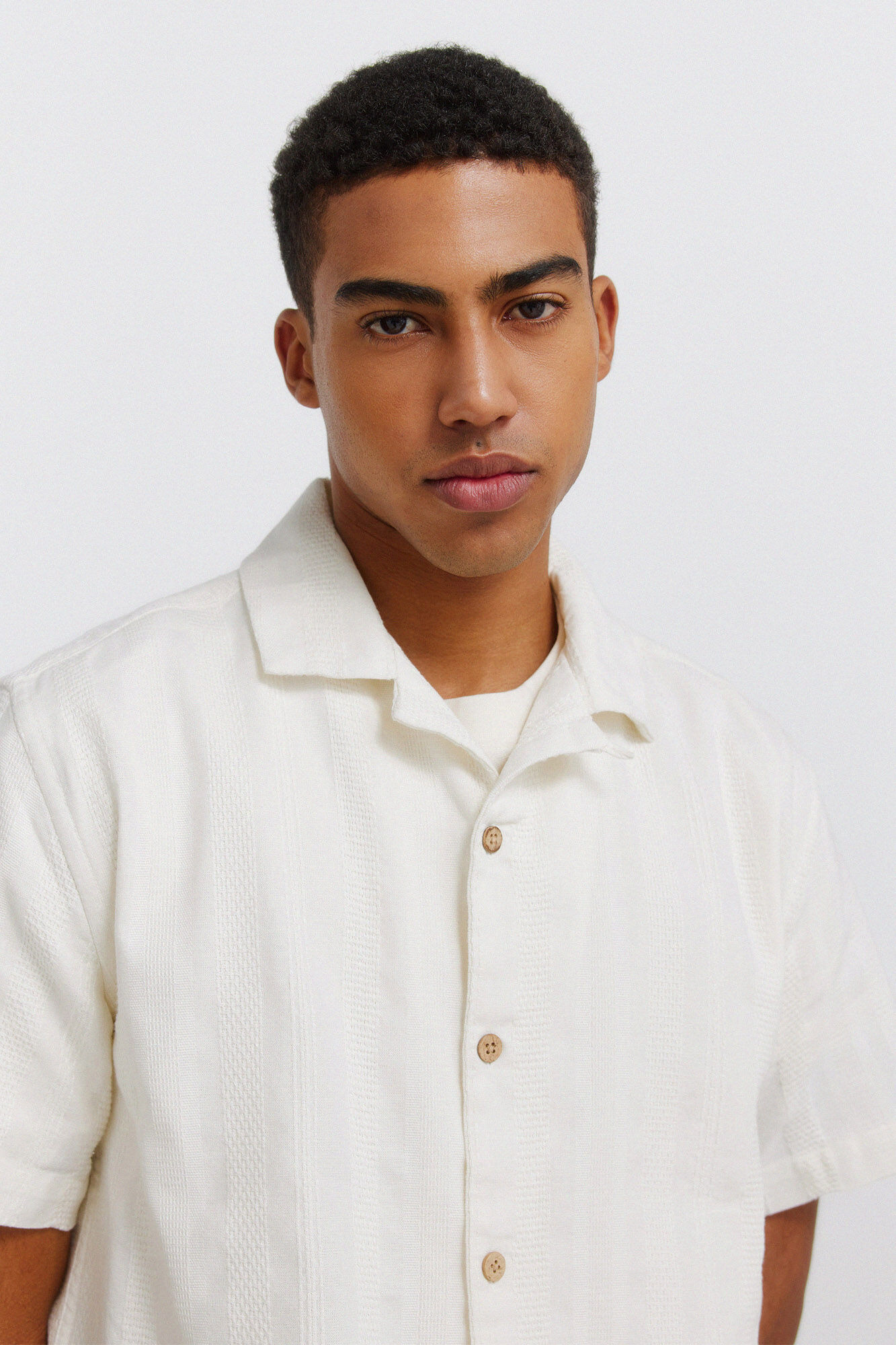 Springfield Camisa bowling manga curta jacquard