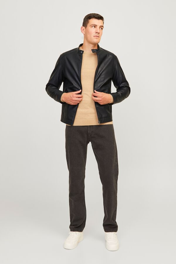 JJ REBEL Biker neck jacket black