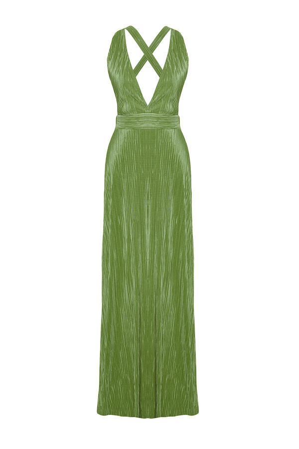 Trendyol Vestido espalda abierta cruzada verde