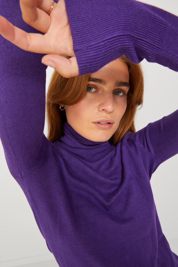 Springfield High neck fine knit jumper purple