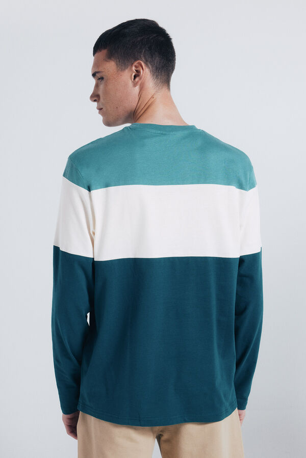 Springfield long sleeve piqué cut-out T-shirt blue