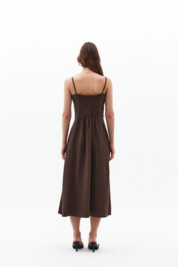 Oxxo Vestido midi tirantes marr&oacute;n