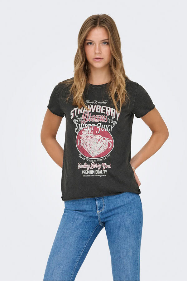 Only Printed short-sleeved T-shirt brown