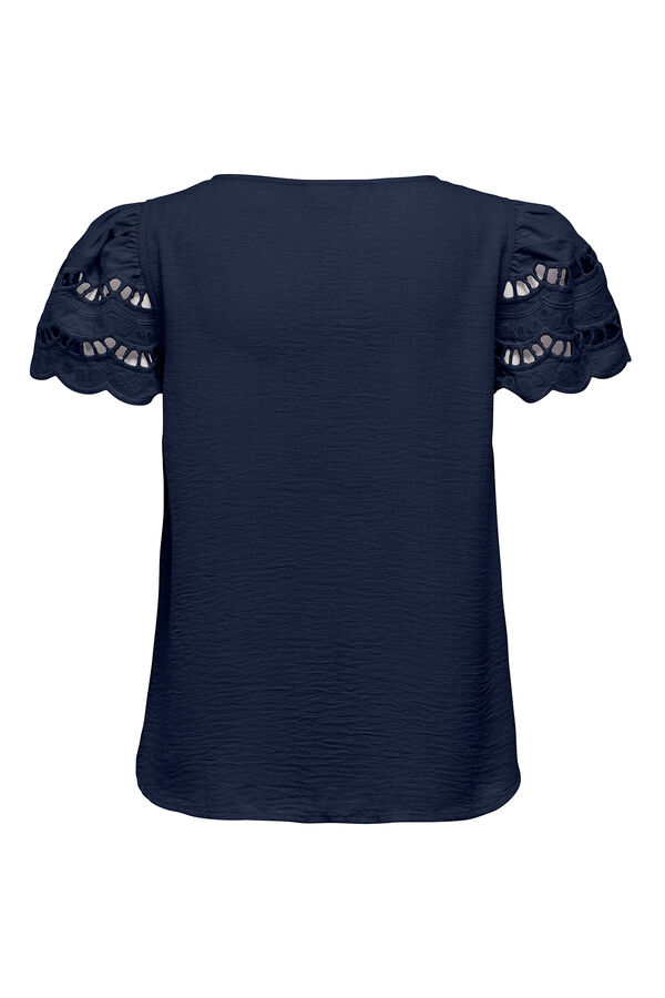 JDY Camiseta manga corta encaje azul