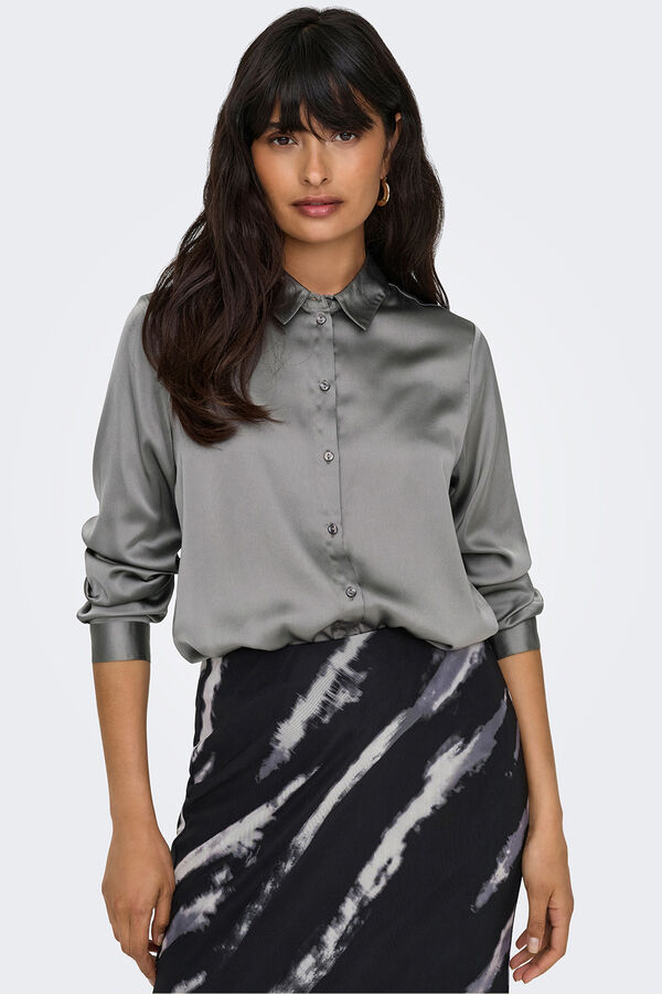 JDY Camisa satinada gris